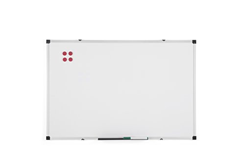 BoardsPlus - Pizarra Blanca Magnética, 90 x 60 cm, Con Marco de Aluminio y Bandeja