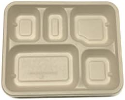 DISPOSABLE GREEN® | Bagasse Compartment Plates| Super Strong | Unbleached Sugarcane Bagasse | Home COMPOSTABLE, Biodegradable, ECO Friendly (100, 3 Compartment Plate)