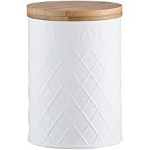 Typhoon Living Embossed Storage Canister, Stainless-Steel, White Sugar Jar, 11.5 x 11.5 x 16 cm
