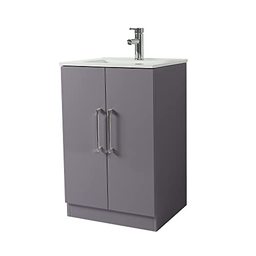 Bedbric Mueble de 500 mm con lavabo (mueble y lavabo), color gris Cover