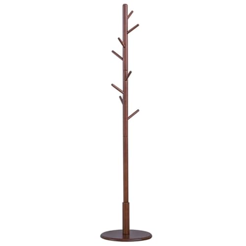 ZHOUXIAO Perchero de pie de Madera con 8 Ganchos, Perchero de Madera para Sombreros y Abrigos de Oficina, Perchero Independiente para Entrada, Pasillo, Dormitorio, Armario y ropero Walnut
