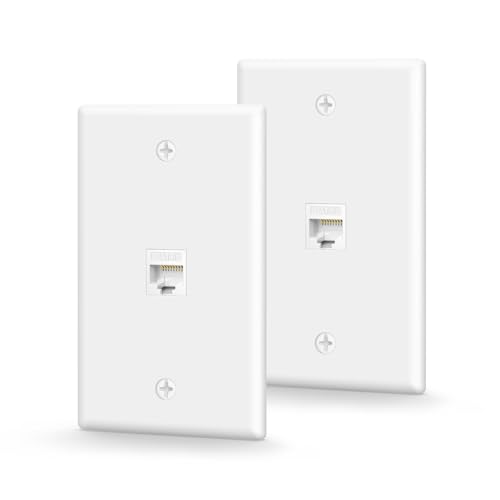 VCE CAT6 Ethernet Wall Plate (UL Listed) White 2-Pack