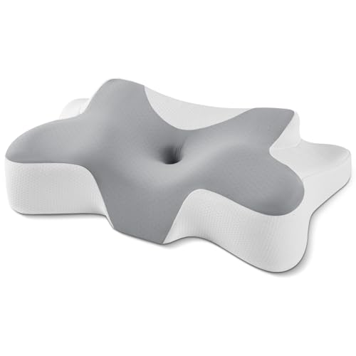 KOOTETA Oreiller Cervical Ergonomique 2 en 1, Mousse à Mémoire Haute Densité, Soutien Optimal du Cou, pour Dormeurs sur Le Côté, Dos et Ventre, 66x37x13...