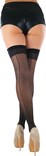 Image of ToBeInStyle Women's Sheer Banded Thigh High Socking w /Opaque Band