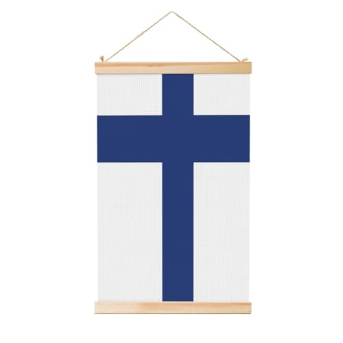 Impression sur toile élégante du drapeau finlandais en bois pour décoration murale