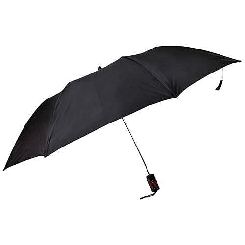 EXEMARTZ Black Umbrella for Rain and Sun Rays Protection for Girls/Boys | with UV Coated Inner Layer | Round Handle | 1 pc, Solid 2 fold Windproof Umberalla