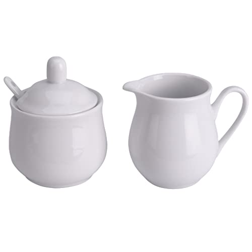 MIJOMA Lot de 4 pots à lait et sucrier avec couvercle et cuillère Blanc