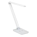 Safco LED Desk Lamp with Built-in Wireless Charging Pad, USB Port, Dimmable, Pivoting Neck, White 1009WH 16"x5"x16.75"