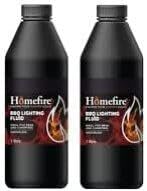 Homefiire BBQ Lighting Fluid 1L (Pack of 2) | Odourless & Quick Ignition | Safe Charcoal Starter for Barbecues & Fire Pits