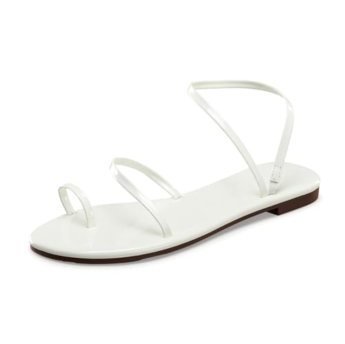 Strappy Greek Flat Sandals Dressy Beach Slip-On Shoes |