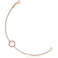 TOUS Pulsera con Baño de Oro Rosa 18Kt sobre Plata para Mujer con Motivo en Nácar y Zafiro Multicolor, 17,5 cm Largo, Elegante y Femenino, Colección Camille
