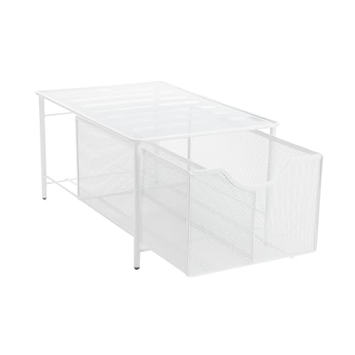 Mind Reader Accessory Organizer, Supply Storage, Makeup, Crafts, Office, Kitchen, Metal Mesh, 10.25"L x 16.25"W x 8"H, White - Image 6