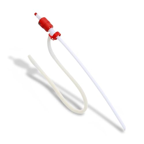 Large Syphon Pump for Easy Liquid Transfer | Durable Chemical-Resistant Plastic, Heat & Cold Proof, Long Reach Nozzle with Flow Control (Single)
