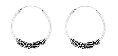 Piercing y aros de plata 925 estilo Bali de 30 mm artesanales con pendientes criollas étnicos