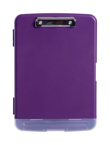 Porte-bloc A4 violet avec boîte à stylos et ouverture latérale