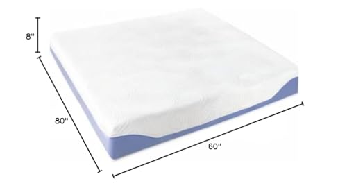 Mellow 8 Inch Cooling Gel-Infused Memory Foam Bed Mattress, Medium Firm Sleep and Breathable Fabric Cover, Queen , Mattress In A Box