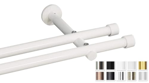 Rollmayer Moderne Gardinenstange Ø 19mm glänzend, Chrom/Weiß/Schwarz (240cm weiß rohr, 2-läufig, mit Crux) Wandbefestigung Ohne Ringe! Rollmayer Moderne Gardinenstange Ø 19mm glänzend, Chrom/Weiß/Schwarz (240cm weiß rohr, 2-läufig, mit Crux) Wandbefestigung Ohne Ringe!