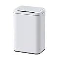 ELPHECO Stainless Steel Office Trash Can 6.6 Gallon Motion Sensor Garbage Bin Rectangular Automatic Touch Free Waste Bin for Hotel and Living Room(White), 3AA