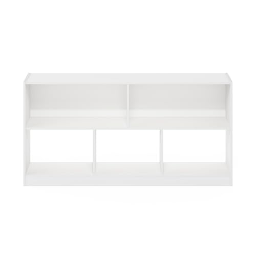 Image of Furinno DALY Book Shelf, 5-Cube Bookshelf, Horizontal Cube Storage Organizer Bookcase, 10.9 x 47.2 x 23.6, for Living Room, Bedroom, Home Office, White