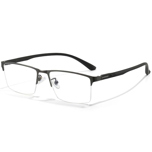 Image of ANRRI Blue Light Glasses Men Semi Rimless Glasses Fake Glasses Lightweight Metal Frame Computer Gaming UV Blocking Eyewear