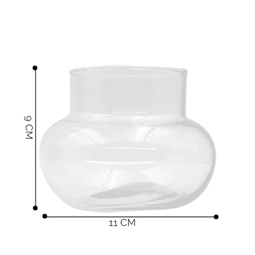 Image of GIRISHA TRADERS 4 Inch Lucky Bamboo Glass Planter - Crystal Clear Round Pot for Indoor Plants | Modern Tabletop Home Decoration