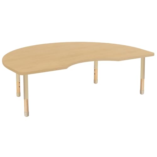 Image of 48 inch x 72 inch Kidney Kids Classroom Table with Adjustable Chunky Wood Legs