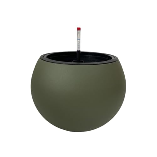 Avoid Maceta Autorriego Verde Oliva – Maceteros Grandes Exterior y Macetas Decorativas Interior – Plantenbakken para Jardín Exterior, Sin Ruedas, Diámetro de 28 cm o 44 cm, Maceta Redonda