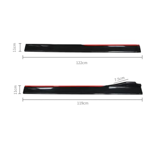 Image of 4PC Black-RED 240CM Side Splitter Gloss Body Line ABS Car Side Skirt Splitters Lip Winglet Body KIT Universal Splitter Auto Accessories