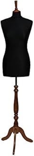 The Shopfitting Shop DELUXE Size 12 Female Dressmaking Dummy Tailors Bust Mannequin BLACK Jersey ROSE WOOD Tripod Wooden Stand