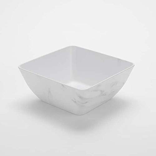 Melamine Matte Square Bowl by American Metalcraft – 127.0 ounces, Melamine, White Marble, Model MWMSQ9
