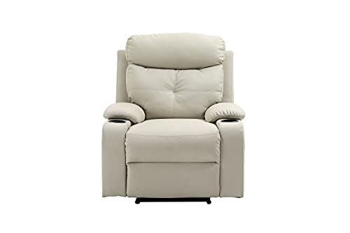 Yt Living+Leather Power Massage Recliner-Overstuffed Adjustable Electric Sofa Chair With Thick Seat Cushion With Usb, Side Pockets,Drink Holders For Home Theater Club Or Living Room (Ivory) #TOP19