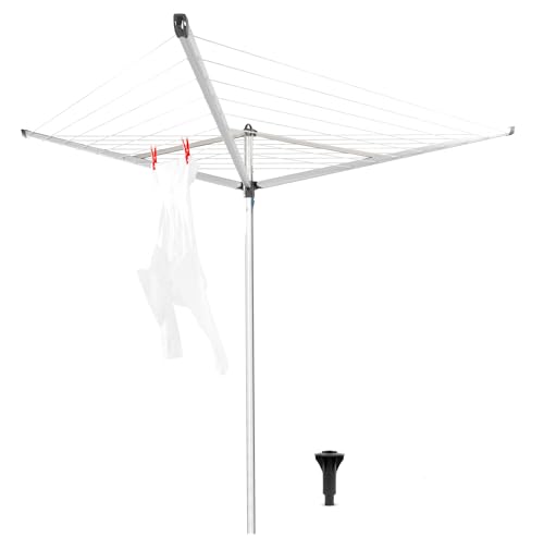 Brabantia - Séchoir Rotatif Essential - Etendoir Linge Extérieur - Antidérapantes - Résistantes aux UV, 30 m - Ouverture Facile - Compatible avec Les...