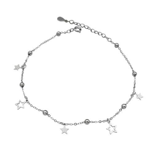 Tobillera de plata de ley con pentágono de diseño creativo