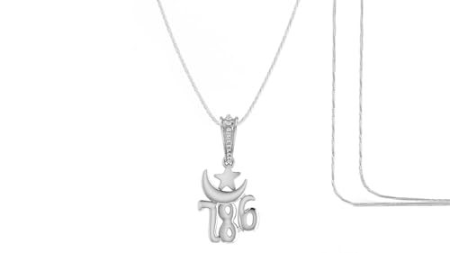 Pendentif 786 en argent pur avec chaîne corde collier musulman spirituel mixte