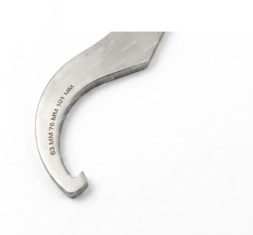 Image of AASONS Stainless Steel Union C Spanner 25 /38 /51mm To 63 /76 /100mm Crescent Double Sided Open End Hook Spanner Wrench | Ideal For Damage Free Use On Steering Head Bearing Adjustment