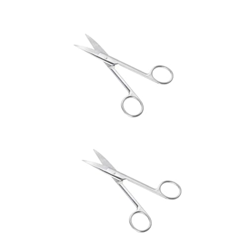 Mikinona 2pcs Tip Scissors Eyebrow Trimmer Stainless Steel Makeup Nose Ear Hair Mini Travel Scissors