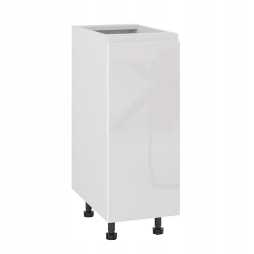 Laclar Küchenschrank LUGO 30 cm - Unterschrank mit Hochglanz Acrylfront - grifflos - 1 Tür - höhenverstellbare Füße - MDF-Korpus - modular kombinierbar - weißer Acrylglanz