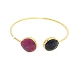 Rajasthan Gems Pulsera de primavera Kada de plata de ley 925, oro rodiado, piedra preciosa natural de zafiro múltiple, para mujer, ajustable, regalo H840