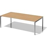 BISLEY Cito Chefarbeitsplatz/Konferenztisch, 740 mm höhenfixes U-Gestell, Metall, Bc355 Dekor Buche, Gestell Silber, 120 x 240 x 85 cm