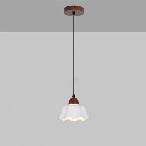 Lámpara de techo para comedor y cocina en cristal y cerámica blanca