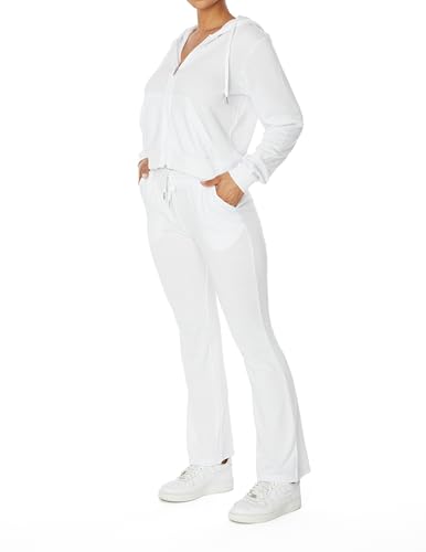 APLUSA Women's 2 Piece Outfit Sweatsuit Set Zip Up Hoodie Wide Leg Sweatpants French Terry Lounge Set4