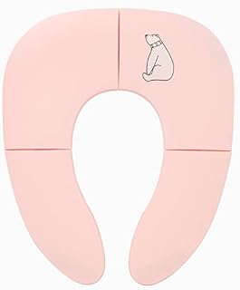 Pejoye Folding Travel Potty Seat for Boys and Girls, Toddler Toilet Seats for Kids, Non-Slip Suction Cups, Includes Free Travel Bag, Pink