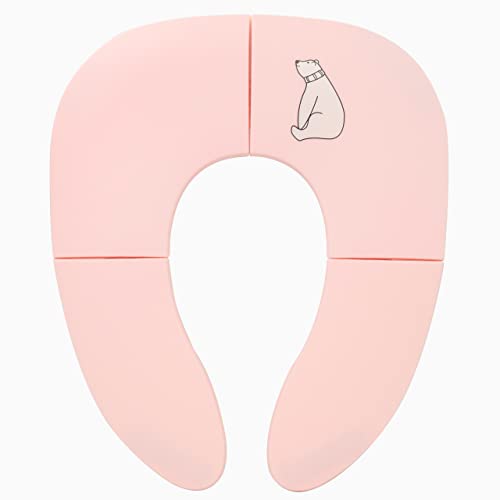 Pejoye Siège de toilette pliable pour enfant avec ventouses antidérapantes et sac de voyage inclus Rose Cover