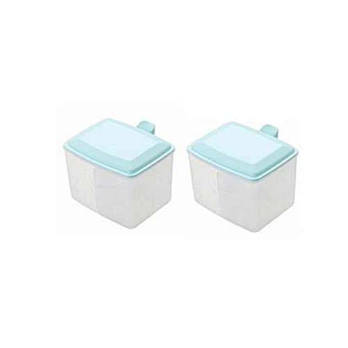 AQQWWER Zestaw niebieskich plastikowych słoików na przyprawy – 2 sztuki, idealny do dekoracji domu i przechowywania przypraw kuchennych, kompaktowy rozmiar 8 x 9 x 12 cm, idealny do nizowania ziół i