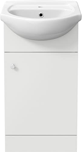 Aurora Bathroom Basin Sink Vanity Unit Single Tap Hole Floor Standing 450mm Matte White
