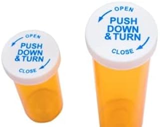 AVG Packaging Supplies Plastic Pharmacy Craft Containers with Push & Turn Caps - Child Resistant Prescription Medicine Bottle with Twist Caps, 6 Dram Vials (50ct)