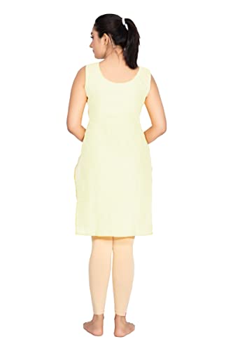 Image of Women's Cotton Long Camisole for Kurti /Suit Slip /Long Inner /Samij for Women Sameej /Knee Length Inner Wear /Sameez /Kurti Slip /Round Neck /Invisible