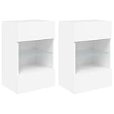 Gecheer TV Wandschränke mit LED Leuchten 2 STK. TV Schrank Hängeschrank TV Board hängend Hängeboard Lowboard Wandschrank Wohnwand für Wohnzimmer Fernsehtisch Weiß 40x30x60,5 cm