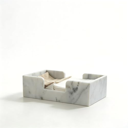 Boîte à mouchoirs en pierre marbre blanc rectangle pour table moderne - 3