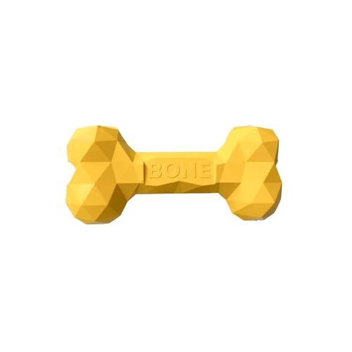 SAVOSWEET Kauspielzeug Hund Knochen Gummi, Hundespielzeug Knochen Unzerstörbar, Hundeknochen Kleine Hunde Gelb, Geeignet für Hunde Innerhalb von 5 Kg, Hundespielzeug zur Zahnreinigung